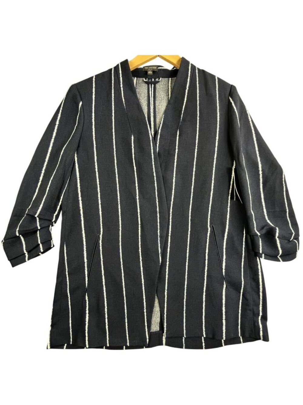 The Limited Blazer Womens 16 Navy White Stripe Lexie Open Front Workwear NWT